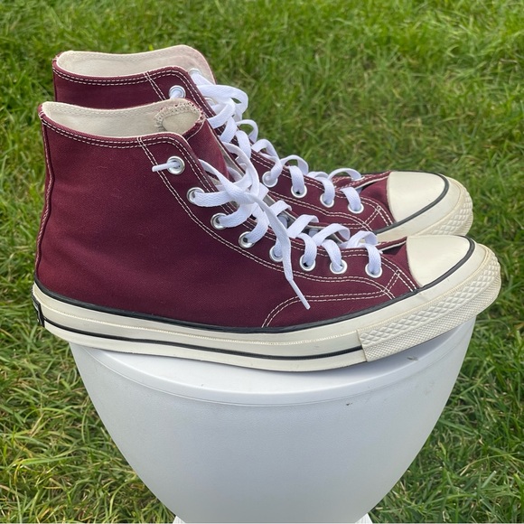Converse Chuck 70 High Shoes Mens 10 Recycled Canvas Deep Bordeaux Red 171567C - Picture 5 of 15